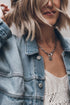 Metal Buttons Flap Pocket Drop Shoulder Denim Jacket